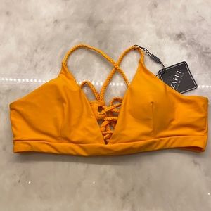 NWT Zaful Yellow Laced Back Bikini Top